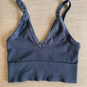 Nikibiki Ribbed V-Neck Bralette in Navy Blue
